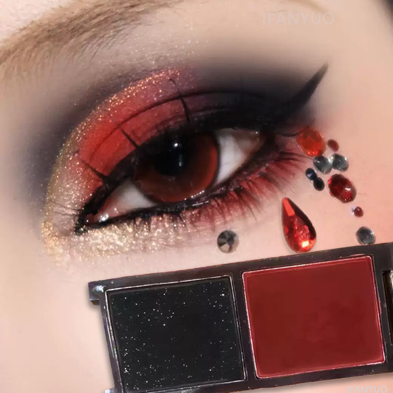 Eyeshadow Glitter Pigment - Two-color Black Red Eyeshadow Palette Multifunctional