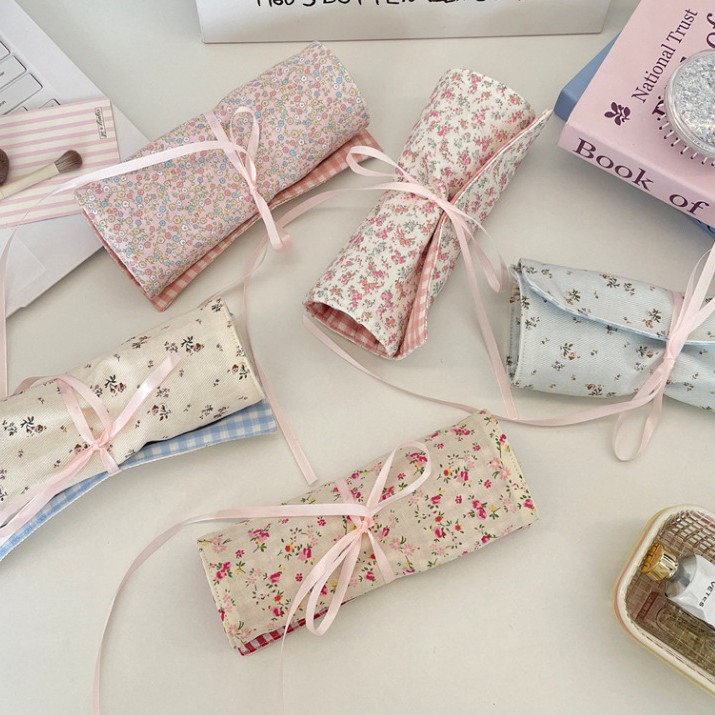 Beauty Bag Makeup - Fabric Floral Makeup Brush Storage Bag,