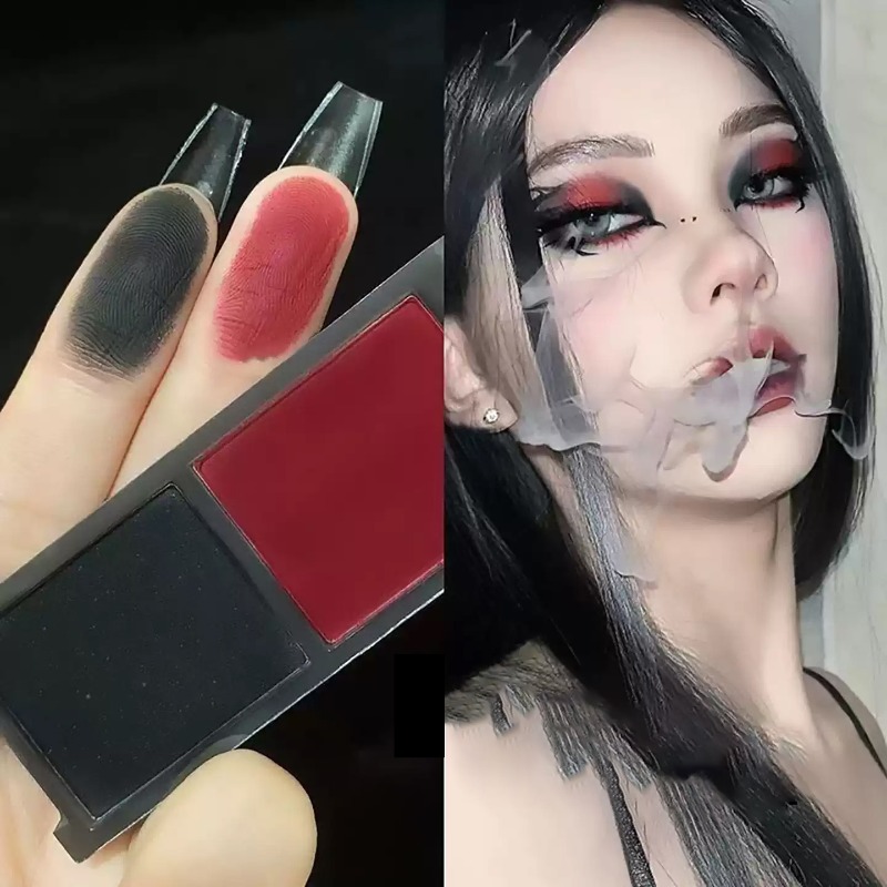 Two-color Black Red Eyeshadow  - Eyeshadow Glitter Pigment ulasan dan harga