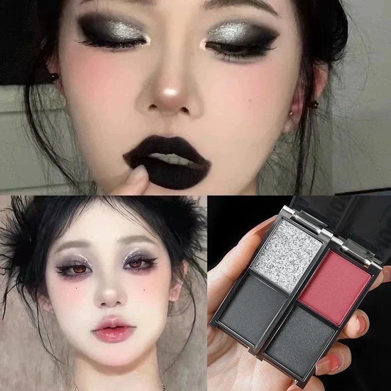 Two-color Black Red Eyeshadow  - Eyeshadow Glitter Pigment ulasan dan harga
