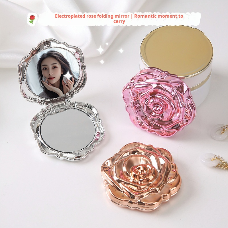1PC Portable Mini Mirror Retro - Beauty Flower Makeup ulasan dan harga