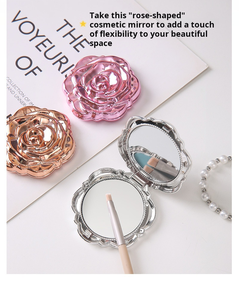 1PC Portable Mini Mirror Retro - Beauty Flower Makeup ulasan dan harga