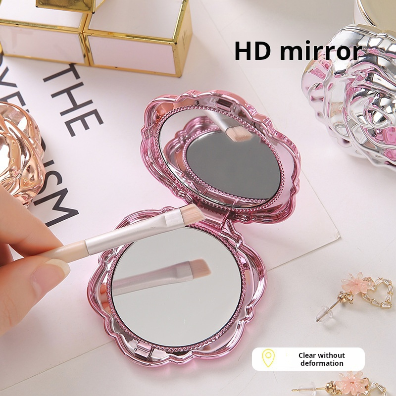 1PC Portable Mini Mirror Retro - Beauty Flower Makeup ulasan dan harga